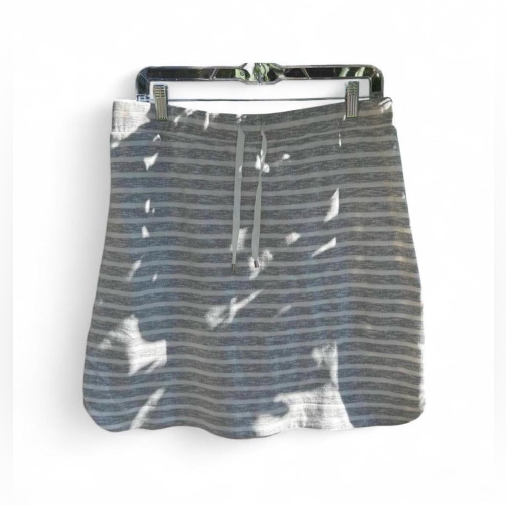 NWT Kenji Gray & White Striped Drawstring Skirt Womens Size L